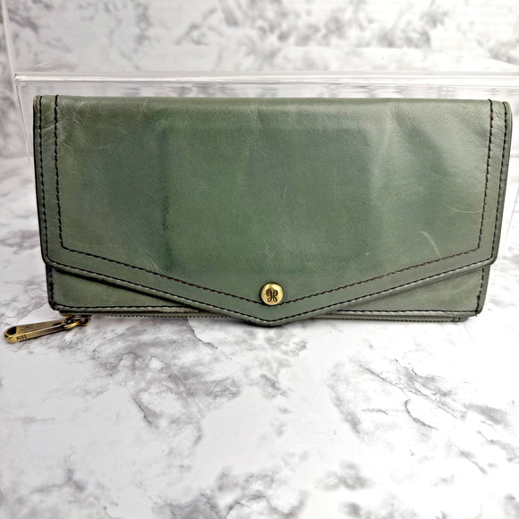 Hobo International Esprit Wallet Bottle Green Leather Envelope Foldover Flap - Picture 1 of 13